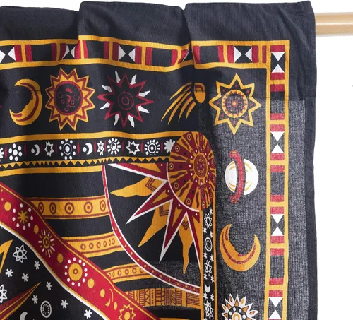 Miniatura 3 de Popular Handicrafts – Cortinas de ventana con diseño de mandala hippie indio, estilo bohemio, sol ardiente, luna gitana, hermosas cortinas