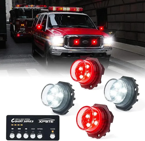 Miniatura 17 de Xprite Kit de luces estroboscópicas LED ámbar ocultas, 20 patrones intermitentes con panel de control, faros, luces traseras, luces antiniebla