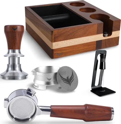 Kit de accesorios de espresso de 2.126 in para Breville incluye manipulación de resorte, portafiltro sin fondo, caja de golpeo, juego de embudo