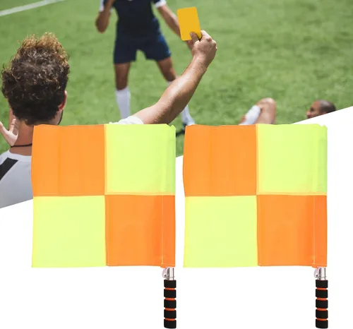 Miniatura 9 de 2 banderas de árbitro de linesman bandera de mano de fútbol linesman banderas con bolsa para eventos deportivos, fútbol, voleibol, pista de fútbol