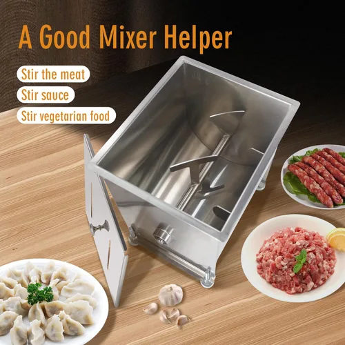 Miniatura 5 de CMI Mezcladores de carne manuales de acero inoxidable comercial con tapa, tanque fijo de 16 libras/10 L, (mezcla máxima de 15 libras para carne)