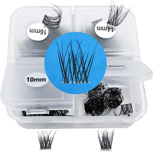 Miniatura 18 de Extensiones de pestañas naturales en racimo de pestañas finas de 0.315 a 0.472 pulgadas, racimos de pestañas cortas de aspecto natural, extensiones