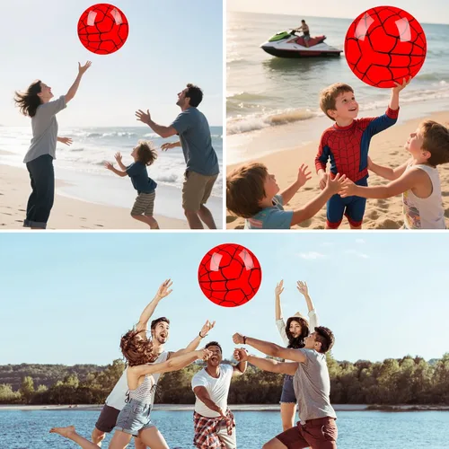 Miniatura 4 de Paquete de 3 bolas de playa de 16 pulgadas, bolas de playa temáticas de telaraña para niños, para piscina de verano y playa, regalos