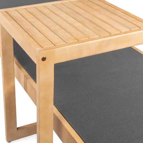 Miniatura 13 de JONATHAN Y Trabuco LNG1100B-2SET - Juego de salón de 2 piezas de madera de acacia para exteriores con silla tumbona ajustable, ruedas y mesa