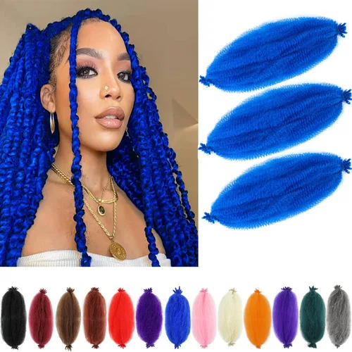 Miniatura 25 de Cabello afro trenzado elástico de 24 pulgadas 3 paquetes Cabello afro trenzado elástico Cabello afro para trenzado en crochet (24 pulgadas