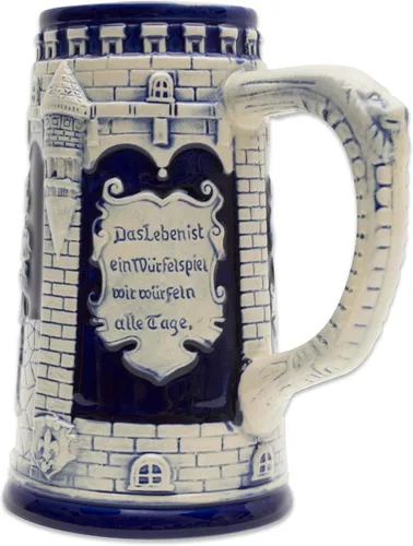 Miniatura 2 de Taza de cerveza azul cobalto de 0.6 litros, taza de cerveza grabada con castillo festivo, regalo de cerveza ideal para hombres, taza de jarra