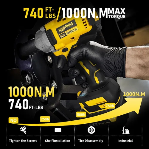 Miniatura 4 de Llaves de impacto eléctricas, llave de impacto inalámbrica de 1/2 pulgada, kit de pistola de impacto de potencia con 1000 N.m, destornillador