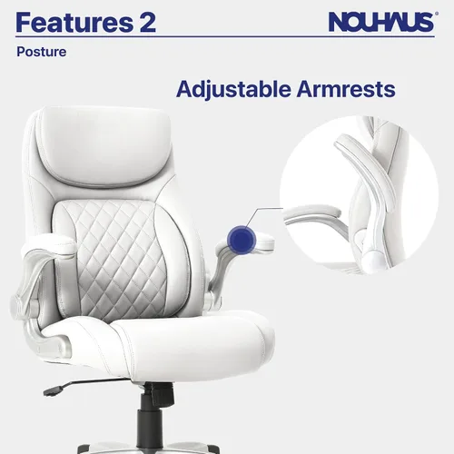 Miniatura 8 de Nouhaus +Posture Silla de oficina ergonómica de piel sintética. Soporte lumbar Click5 con reposabrazos FlipAdjust. Silla ejecutiva moderna y silla