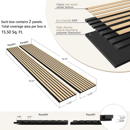 Miniatura 2 de Paneles de pared de chapa de madera acústica 3D para paneles de pared interior y techos, tablero de fieltro absorbente de sonido, paneles