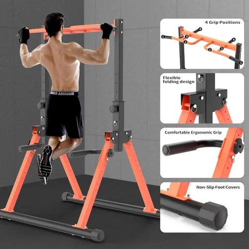 Miniatura 5 de Z ZHICHI Pull Up Dip Station For Home Gym Strength Training Fitness Workout Station Chin-Ups Push-Ups Pull-Ups Dip-Ups 330LBS T055CDC anaranjado