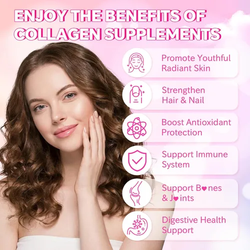 Miniatura 3 de Gomitas de colágeno para mujeres y hombres, proteína de colágeno hidrolizada tipo I II III V X con biotina vitamina C A B D E ácido hialurónico