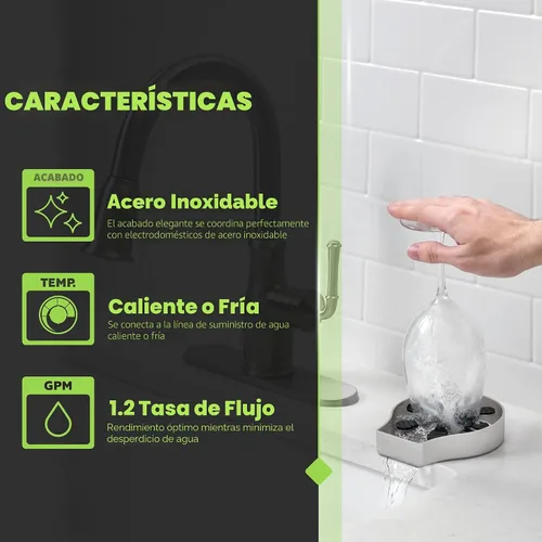 Miniatura 4 de Homewerks GR001SS Enjuagador de Vidrio para Fregaderos de Cocina, Enjuagador de Vidrio de Barra de Acero Inoxidable