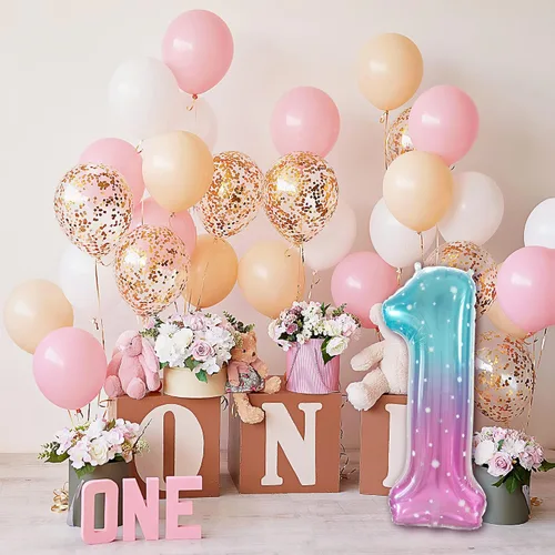 Miniatura 3 de Globo número 1, globos de número grande de 40 pulgadas, decoración de fiesta de primer cumpleaños, suministros de decoración de primer cumpleaños