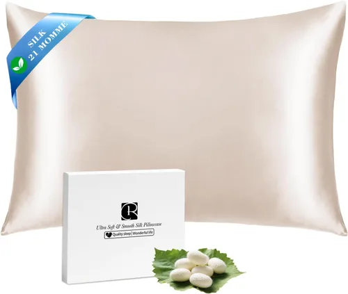 Miniatura 32 de Ravmix - Juego de 2 fundas de almohada de seda para cabello y piel con cremallera oculta, juego de 2 fundas de almohada de seda de morera 21Momme
