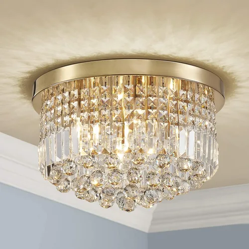 Miniatura 12 de Saint Mossi - Lámpara de araña de cristal K9 moderna de 9 luces, montaje empotrado, perfecto para comedor, baño, dormitorio, base de bombilla E12