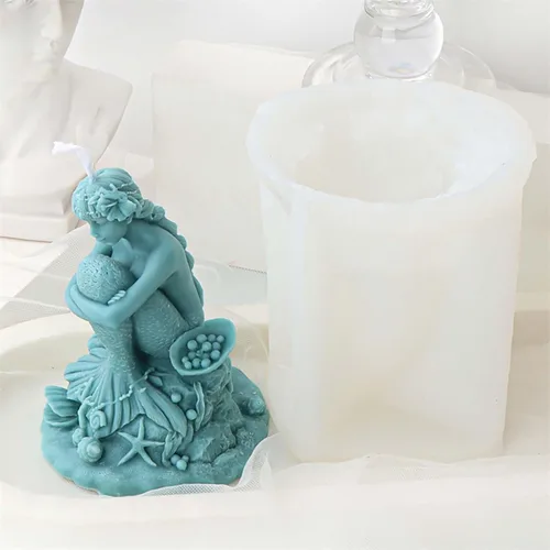 Miniatura 3 de Grainrain Moldes de silicona para velas de sirena para hacer velas, cera y jabón, moldes de silicona para velas moldes de jabones crean velas 3D