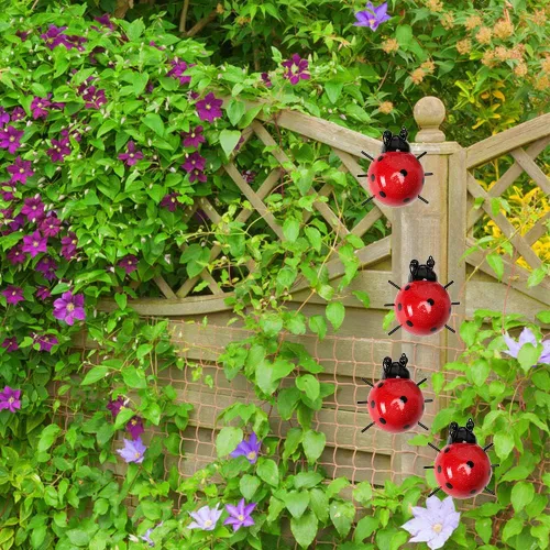 Miniatura 6 de Cruis Cuka Decoración de jardín de metal para exteriores, lindas mariquitas, arte de patio, adornos de césped, esculturas de pared y estatuas