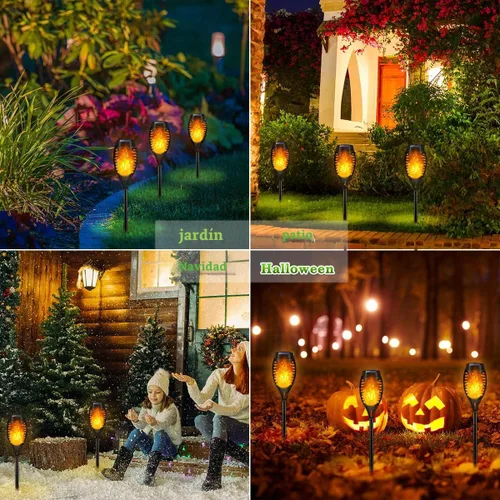Miniatura 2 de Luces Solares para Exteriores, Paquete de 6 Luces Antorcha Solar con Llama Parpadeante, Luces de Navidad Impermeables para Decoración de Navidad