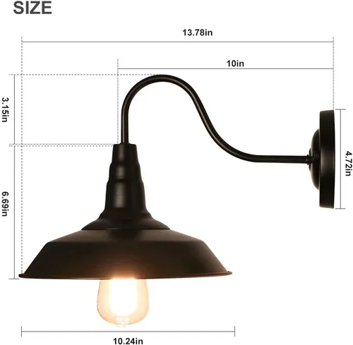 Miniatura 5 de LynPon Juego de 2 apliques de pared de cuello de cisne para interiores, color negro, juego de 2 lámparas rústicas de pared, iluminación industrial