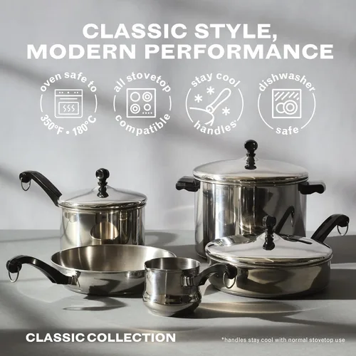 Miniatura 7 de Farberware Classic Series Anniversary Edition - Juego de utensilios de cocina de 8 piezas, juego de ollas y sartenes de acero inoxidable