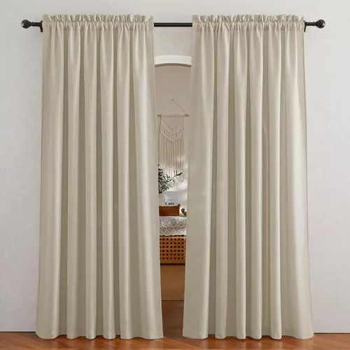 Miniatura 79 de RYB HOME Cortinas extralargas de 108 pulgadas de largo, transpirables con bolsillo para barra, cortinas traslúcidas blancas para sala de estar