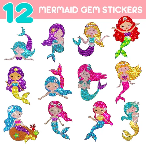 Miniatura 3 de Blue Squid Kits de Arte de Diamante para Niños – Sirena - Juego de Regalo de Arte de Gemas 5D Divertido y Fácil para Llaveros, Adhesivos