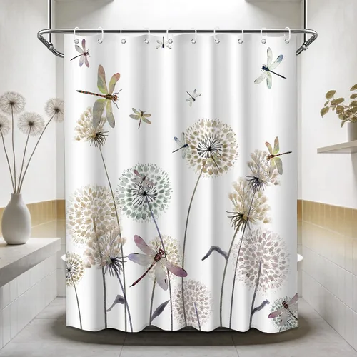 Miniatura 104 de Cortina de ducha floral para primavera y verano, flores silvestres, flores y mariposas, decoración de baño, tela impermeable con ganchos, 70