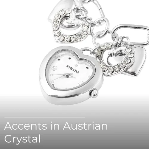 Miniatura 3 de Shop LC STRADA - Reloj con dije de corazón múltiple para mujer, cristal blanco esmaltado, movimiento japonés (Rosetonetono doradoplata)