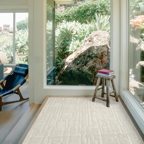 Miniatura 10 de Revival Rugs Ebb - Alfombra de Área lavable de 5 pies 3 x 8 pies para sala de estar o dormitorio, 100% reciclada, certificado Oeko-TEX, pelo Beige