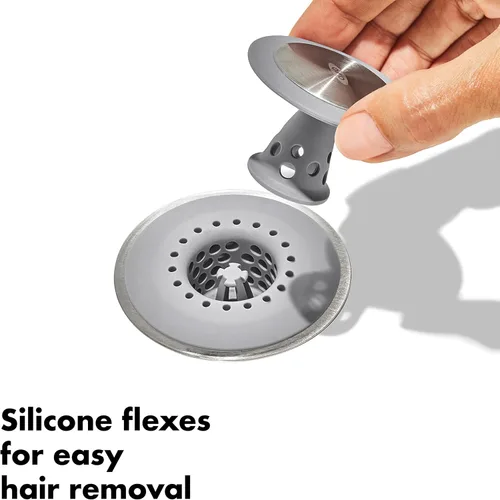 Miniatura 4 de OXO Good Grips Protector de Desagüe Atrapa Cabellos de Acero Inoxidable