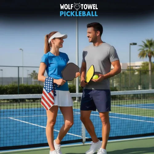 Miniatura 7 de Wolf Golf Towels Toalla de pickleball Regalos de pickleball Paletas de bandera estadounidense Toalla deportiva Regalo de jubilación
