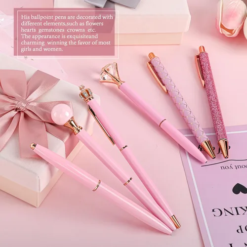 Miniatura 7 de DAIKOYE Juego de 10 Bolígrafos Favores de Fiesta para Niños Regalos Rosados Bolígrafos Rosados para Mujeres Niñas Suministros de Oficina Suministros