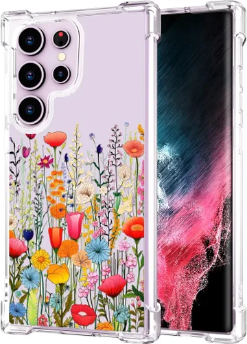 Miniatura 94 de Hungo Funda compatible con Samsung Galaxy S23 con diseño floral y bonito diseño transparente, femenino para mujeres y niñas, con hermoso clavel