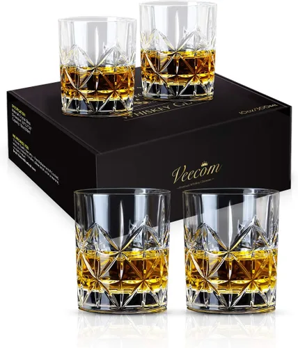 Miniatura 7 de Juego de 2 vasos de whisky, vasos de whisky de cristal de 10 onzas, regalos de bourbon de fondo grueso para hombres, vasos de rocas antiguas