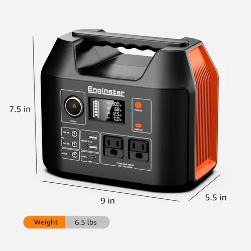 Miniatura 2 de EnginStar Estación de energía portátil de 300 W 296 Wh con salida de CA de onda sinusoidal pura de 110 V para acampar al aire libre, caza