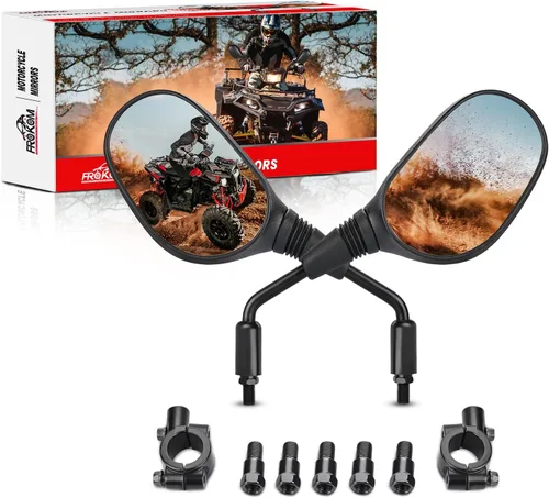 Frokom Espejos para Motocicleta, Espejos ATV con pivote esférico de 360 grados y soporte de manillar de 7/8 pulgadas para moto de nieve, scooter,