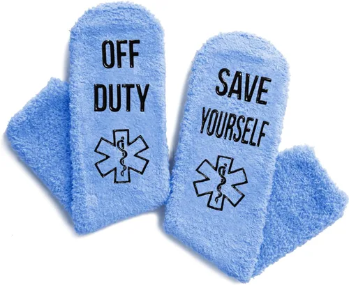 Miniatura 3 de HAPPYPOP Unisex Fuzzy Socks Doctor EMT Lawyer Cop Hockey Socks, Gifts For Police Medical Attorney Hockey Lovers