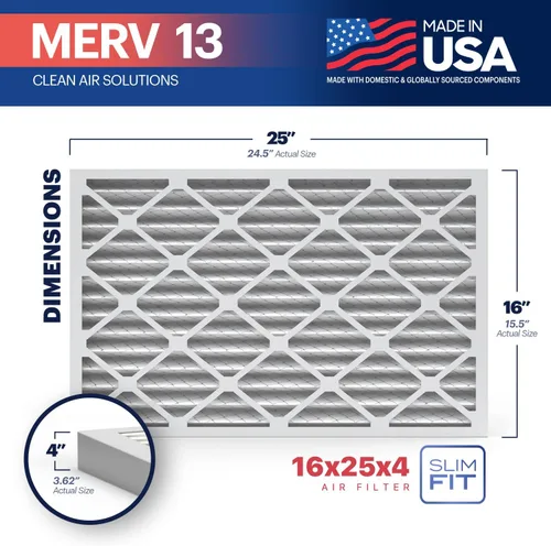 Miniatura 2 de BNX TruFilter - Filtro de aire MERV 13 de 16 x 25 x 4 (15.5 x 24.5 x 3.63 pulgadas, ajuste delgado) (paquete de 2) - Fabricado en Estados Unidos