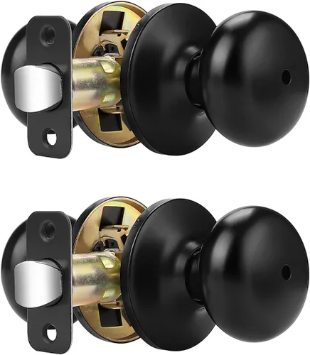 Miniatura 19 de Probrico - Perillas de privacidad para puerta de baño/dormitorio, perilla interior de bronce aceitado sin llave, perilla de puerta con bloqueo sin