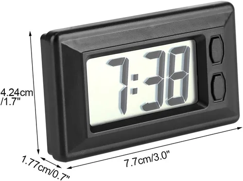 Miniatura 7 de GLOGLOW Reloj despertador digital ultrafino con calendario y temperatura, reloj electrónico LCD autoadhesivo para tablero de automóvil, oficina