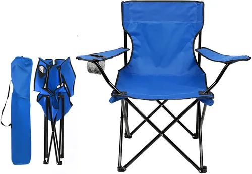 ZONEMEL Silla de camping portátil, diseño de reposabrazos, asiento y respaldo totalmente acolchados, bolsillo lateral, portavasos y bolsa de