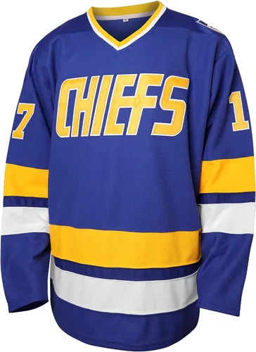 Miniatura 19 de Phoneutrix Hanson Brothers Charlestown Chiefs 16 Jack 17 Steve 18 Jeff Slap Shot Movie Hockey Jersey Azul