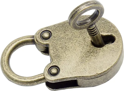 Miniatura 3 de Litoexpe Candado antiguo de bronce de metal pequeño con llave, cerradura de estilo vintage para caja de joyería, caja de almacenamiento, libro
