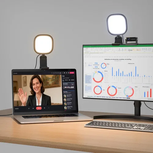 Anillo de luz mejorado para laptop, monitor y escritorio: luz LED difusa para computadora con clip seguro para pantalla, soporte de monitor