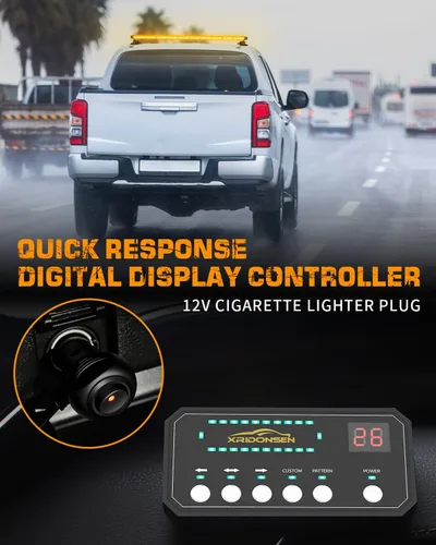Miniatura 4 de XRIDONSEN Luces estroboscópicas de 45.5 pulgadas con 128 luces LED para techo de techo, barra de luz ámbar magnética, asesor de tráfico de doble