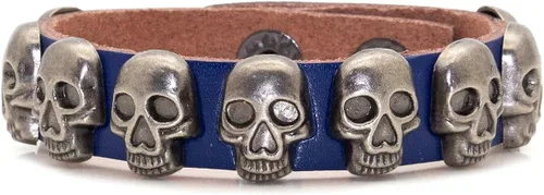 Miniatura 10 de Xusamss Pulsera de cuero con hebilla de aleación punk rock, muñeca de 7.5 pulgadas