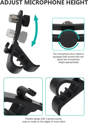 Miniatura 2 de Watris Veiyi - Clips para micrófono de tambor - 4 piezas, abrazaderas de montaje a prueba de golpes