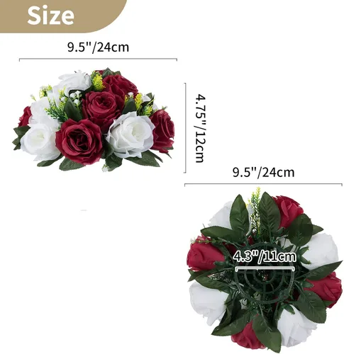 Miniatura 17 de NUPTIO Centros de mesa de flores para mesas de boda: arreglo de bolas de flores artificiales rosa y blanco para bodas, fiestas, 2 piezas de rosas