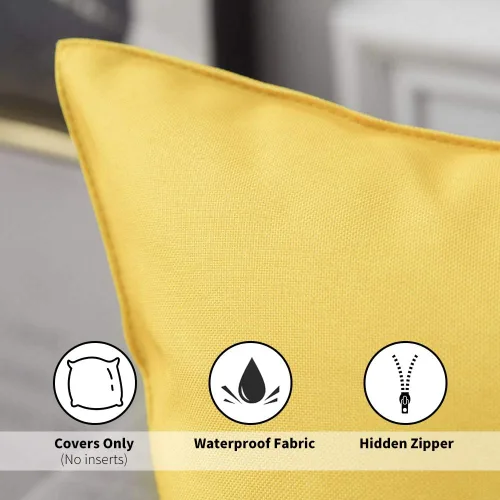 Miniatura 2 de MIULEE - Juego de 2 fundas de almohadas decorativas para exteriores, impermeables, cuadradas, para jardín, para cenador de primavera, tienda de Negro