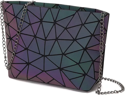 Miniatura 6 de ESOVIO Bolso de mano holográfico geométrico con bolso cruzado para mujer bolso iridiscente reflectante Bolso de mano holográfico geométrico